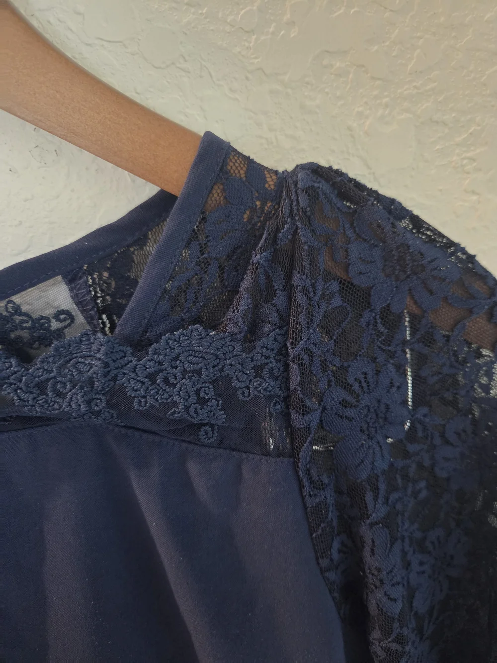Girls XL Navy Blue Lace Overlay Dress Long Sleeve Tiered Ruffle Hem Whimsigoth